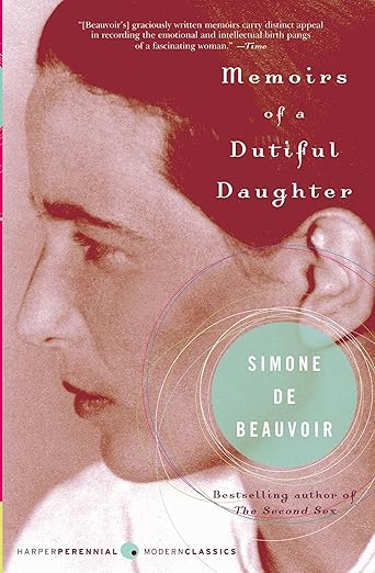 Cover of Memoirs of a Dutiful Daughter by Simone de Beauvoir, a significant French novel about self-discovery.