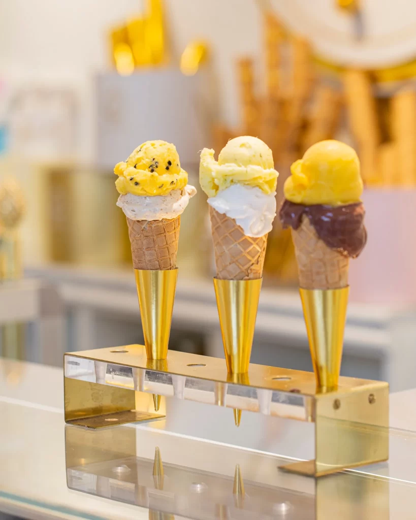 Gourmet gelato cones from Gelato del Marchese in Paris