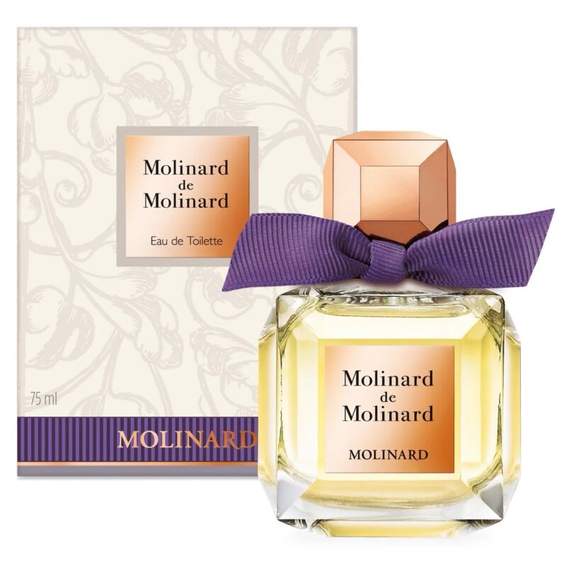 Molinard de Molinard perfume bottle with purple ribbon and matching packaging