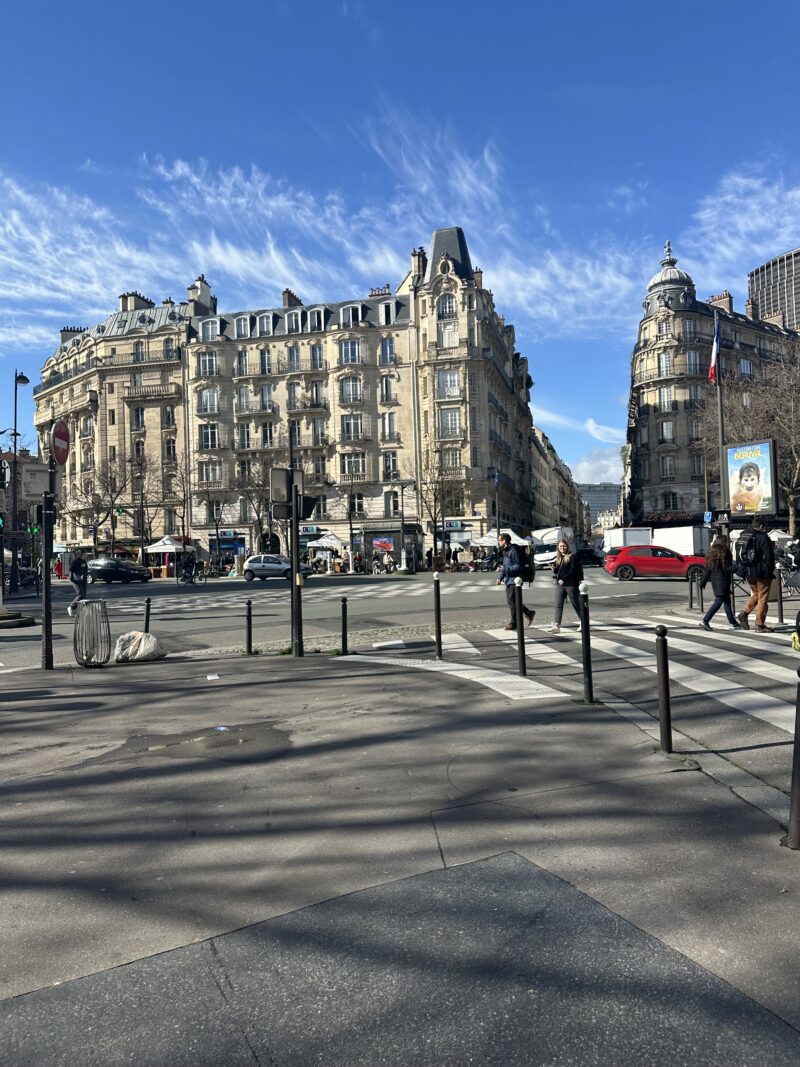 Bright blue sky over Haussmannian buildings in Paris