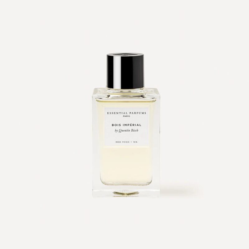 Glass bottle of Bois Impérial by Essential Parfums, a French non-toxic perfume made with sustainable ingredients