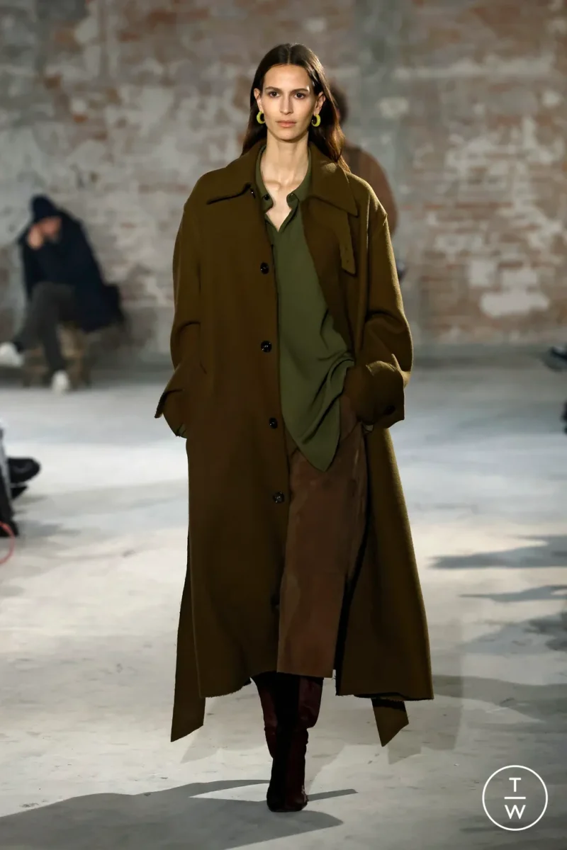 Ami Paris deep green coat and boots outfit, showing what to wear in Paris in the rain.