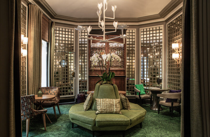 Elegant lounge interior of Hotel Récamier in Paris, a cozy stay for November