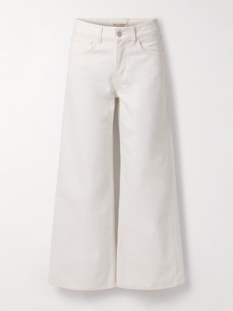 NILI LOTAN Marlene cropped high-rise wide-leg jeans