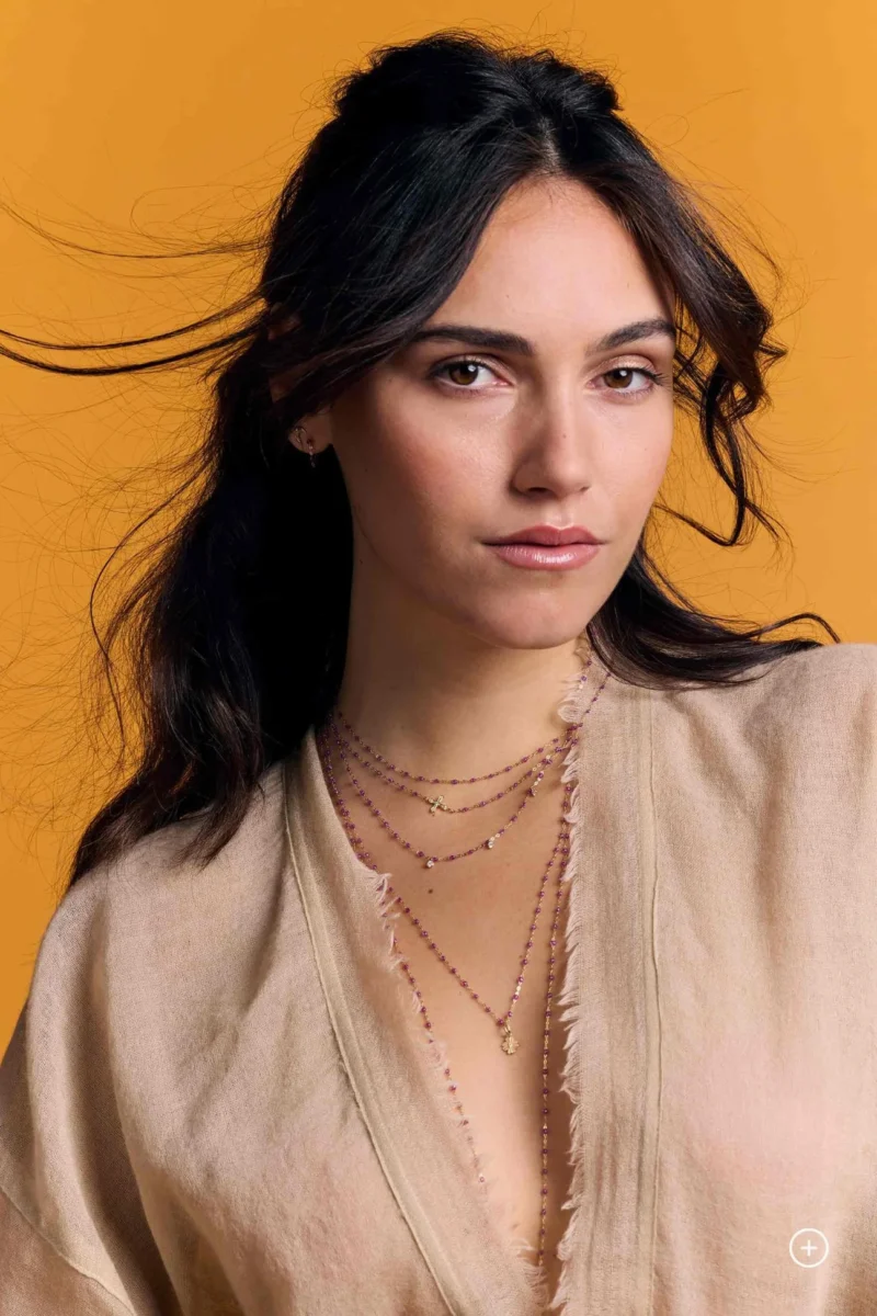 Layered resin-bead chains by Gigi Clozeau, Parisian fine jewelry designer.