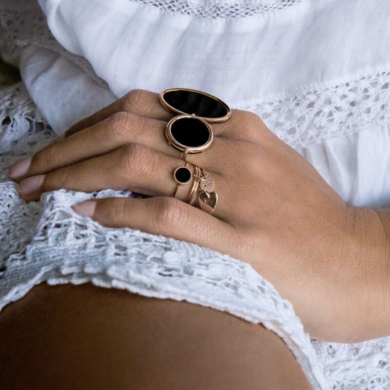 Rose gold geometric jewelry by Ginette NY, Parisian-born designer.