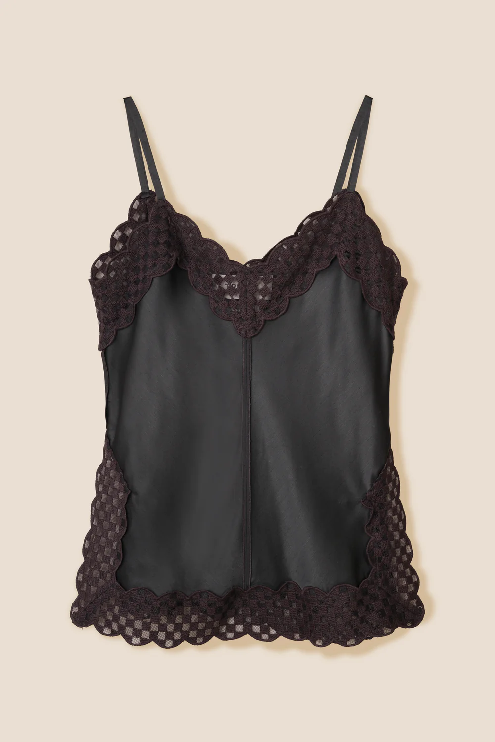 Tressé Checkered lace ribbon top