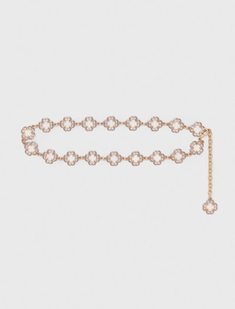 Maje Two-tone Clover chain belt $135.00