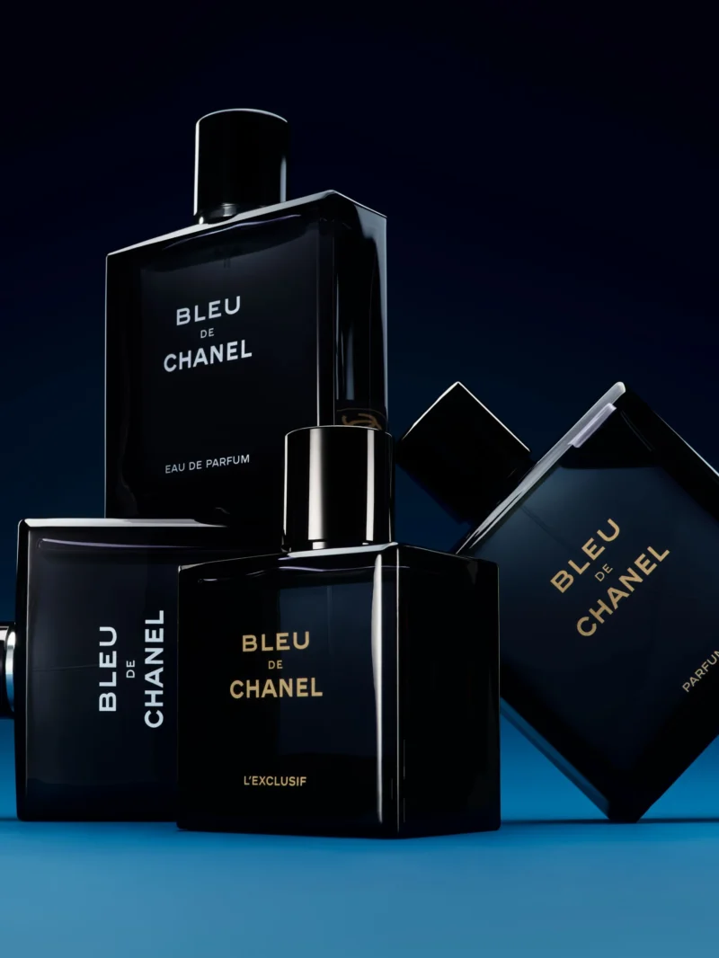 Collection of Bleu de Chanel men’s fragrances – top French men’s perfumes