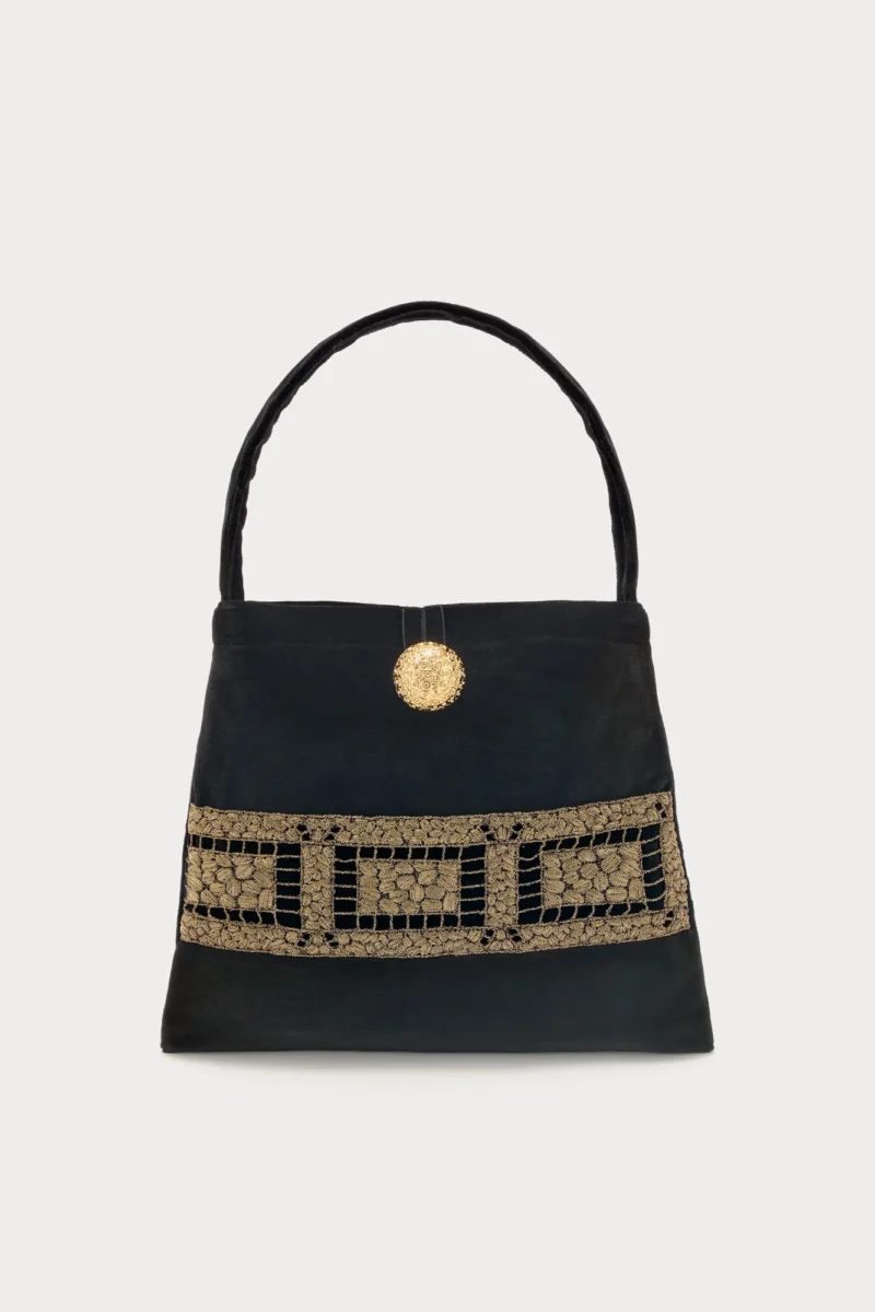 Destrée Black velvet bag with embroidered detailing €180