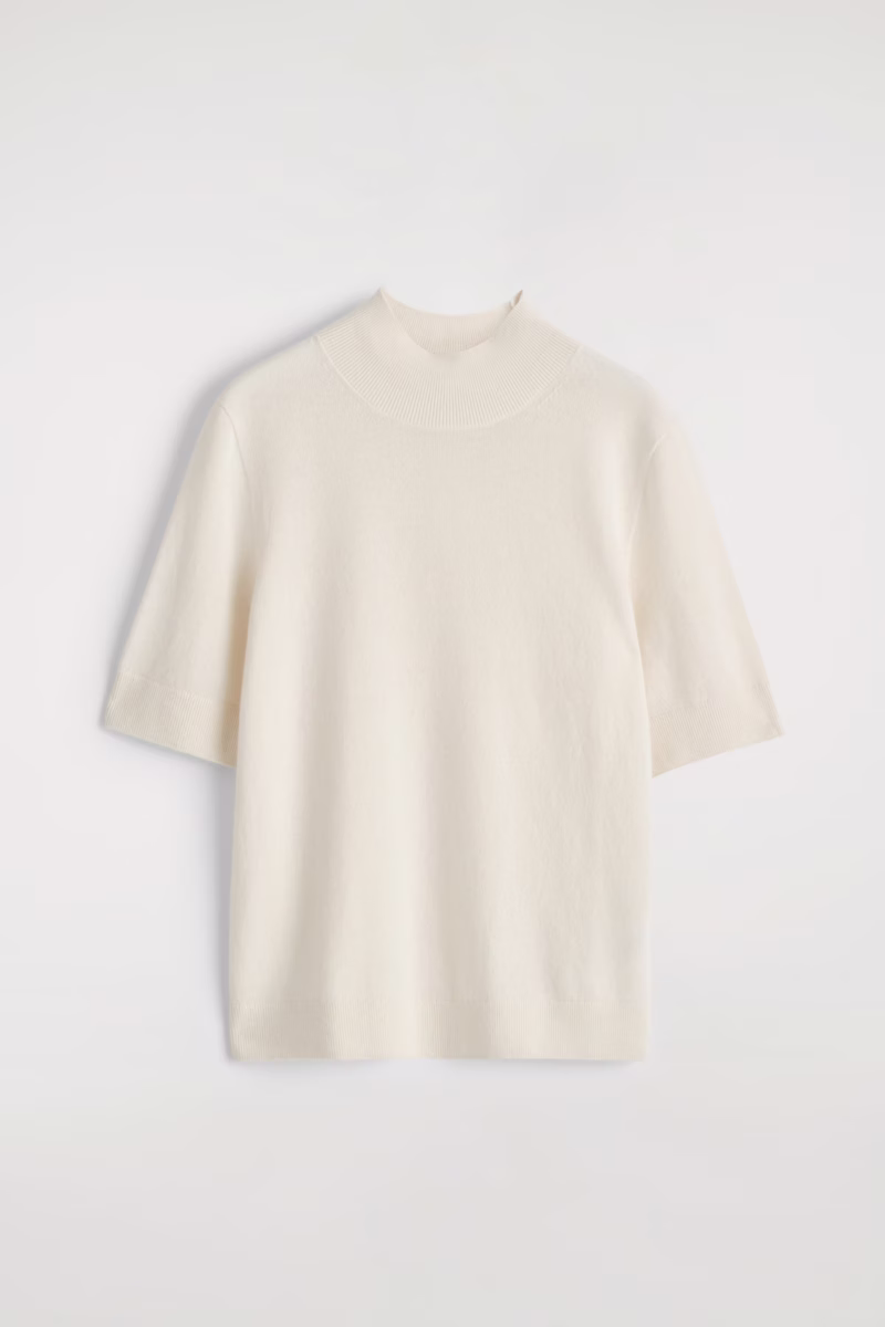 COS CASHMERE MOCK-NECK T-SHIRT