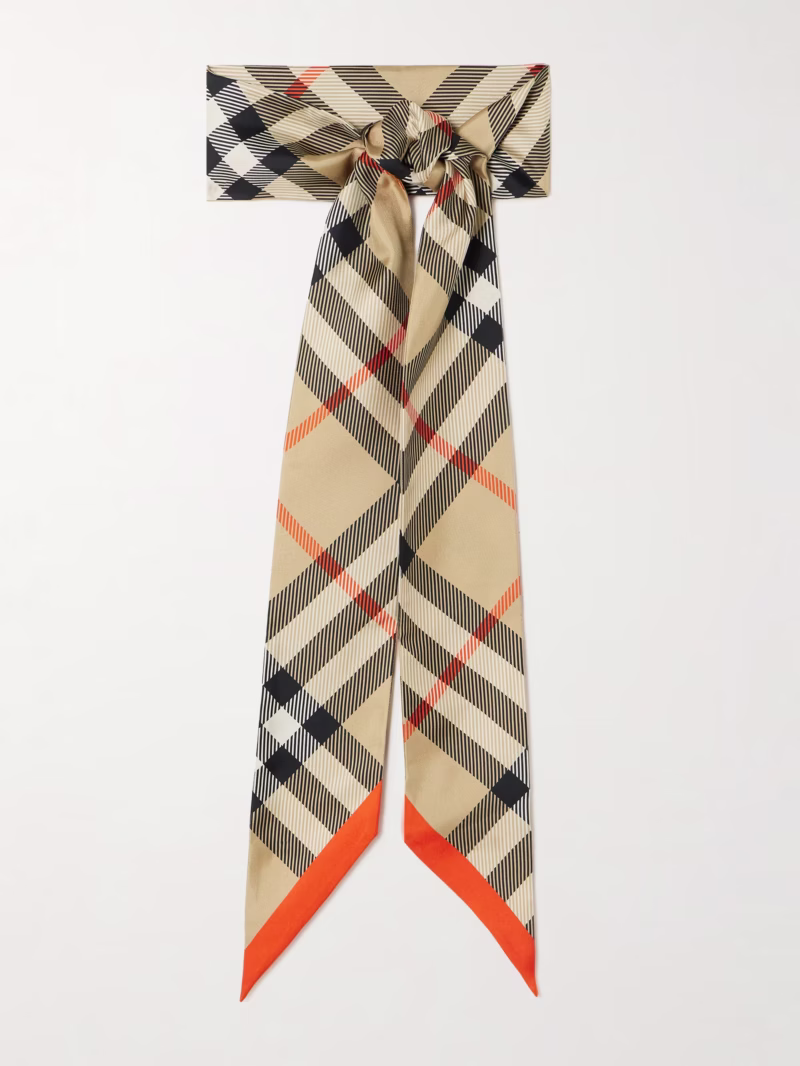 BURBERRY Checked organic mulberry silk-twill scarf