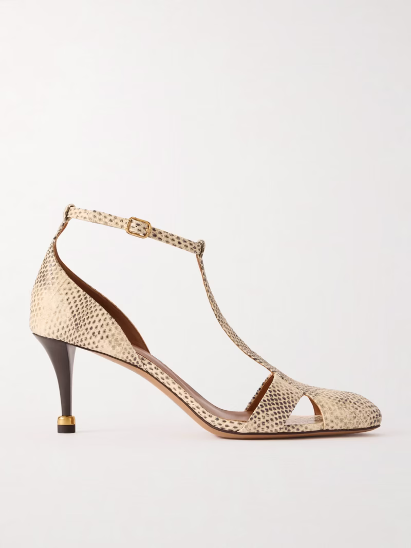 CHLOÉ Cleia 70 snake-effect leather pumps